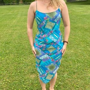 Vintage 90s babydoll paisley blue dress